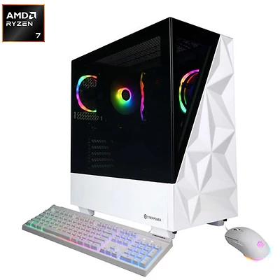 Ordinateur de jeu Gamer Master de CyberPowerPC - Blanc (Ryzen 7 9700X d'AMD/RAM 16 Go/SSD 1 To/GeForce RTX 5060 Ti/Win11) - Anglais