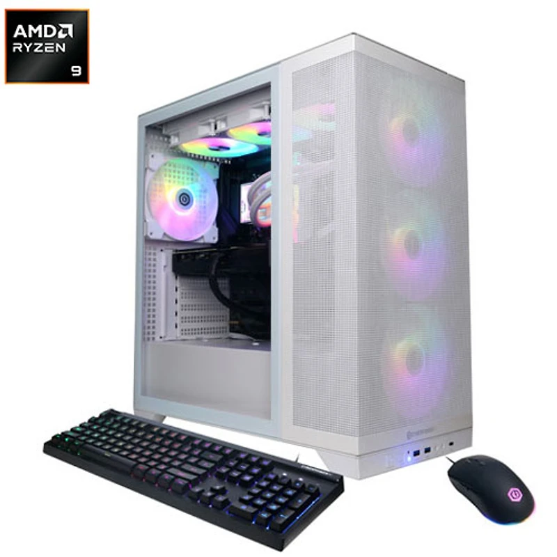 Ordinateur de jeu Gamer Supreme de CyberPowerPC - Blanc (Ryzen 9 9900X3D d'AMD/Mémoire vive 32 Go/SSD 2 To/Radeon RX 9070 XT/Win11) - Anglais