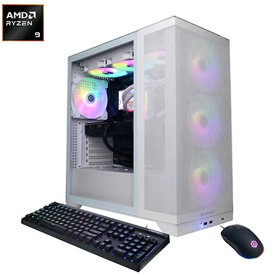 Ordinateur de jeu Gamer Supreme de CyberPowerPC - Blanc (Ryzen 9 9900X3D d'AMD/Mémoire vive 32 Go/SSD 2 To/Radeon RX 9070 XT/Win11) - Anglais