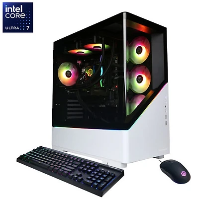 Ordinateur de jeu Gamer Supreme de CyberPowerPC - Blanc (Core Ultra 7 265F d'Intel/RAM 16 Go/SSD 2 To/GeForce RTX 5060/Win11) - Anglais
