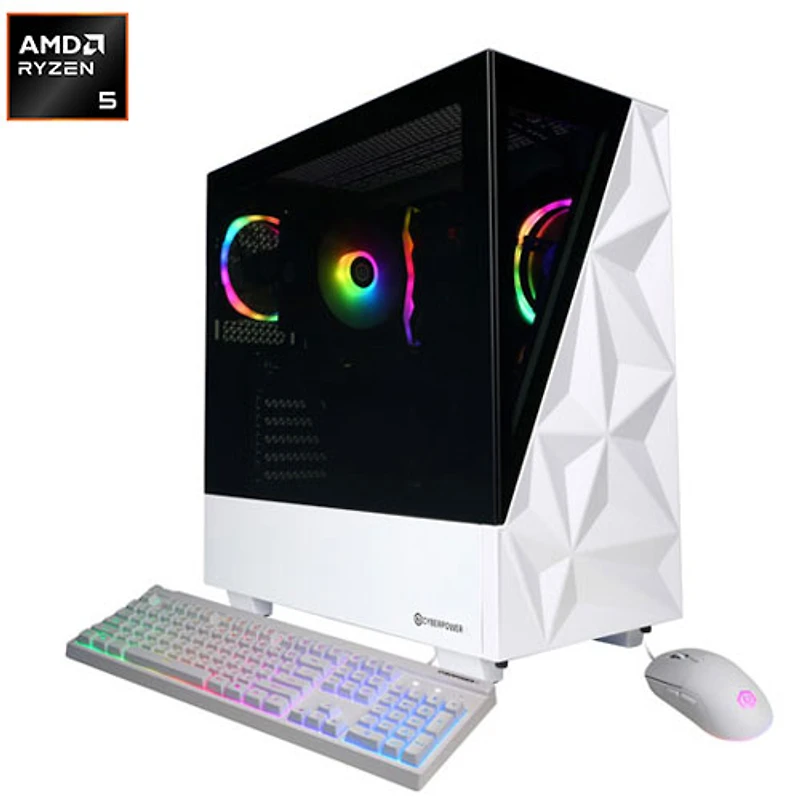 CyberPowerPC Gamer Master Gaming PC - RTX 5060, AMD Ryzen 5 8400F, 16GB Memory, 2TB SSD, Win 11, White