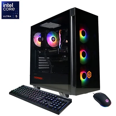 Ordinateur de jeu Gamer Xtreme de CyberPowerPC (Core Ultra 5 225F d'Intel/RAM 16 Go/SSD 1 To/GeForce RTX 5050/Windows 11) - Anglais