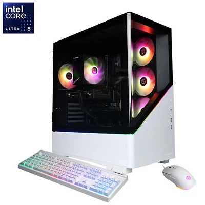 Ordinateur de jeu Gamer Xtreme de CyberPowerPC - Blanc (Core Ultra 5 225F d'Intel/RAM 16 Go/SSD 2 To/GeForce RTX 5060/Win11) - Anglais
