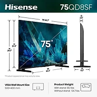 Hisense 75" QD8SF 4K UHD HDR Mini-LED QLED Fire TV Smart TV (75QD8SF) - 2026
