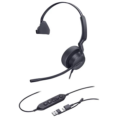 Casque d'écoute mono avec fil à suppression du bruit UH42 avec microphone de Yealink - Noir
