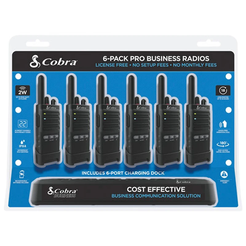 Radios bidirectionnelles SRF de Cobra - Ensemble de 6 (CBRPX650BCH6)