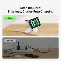 Belkin 3-in-1 25W Qi2 Wireless Charging Station with MagSafe - White