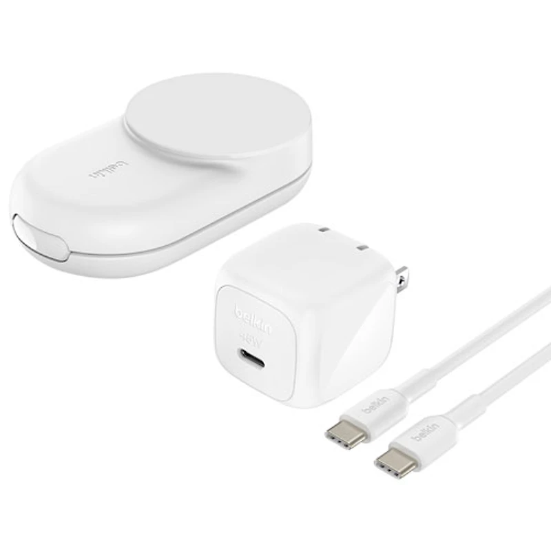 Belkin 3-in-1 25W Qi2 Wireless Charging Station with MagSafe - White
