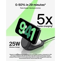 Belkin 3-in-1 25W Qi2 Wireless Charging Station with MagSafe - Black