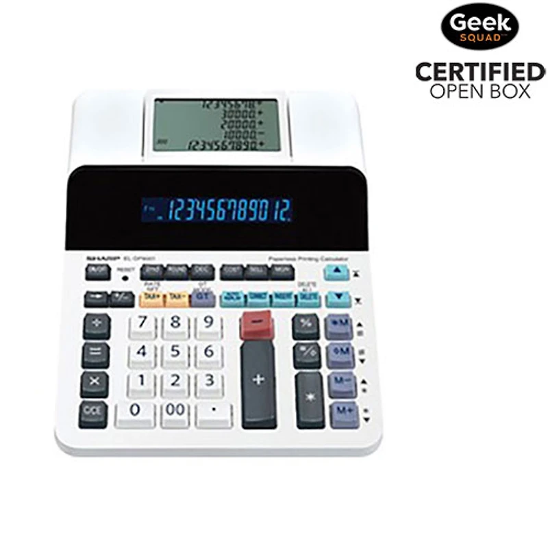 Open Box - Sharp Battery Power Printing Calculator - White (ELDP9001)