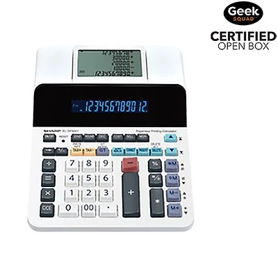Open Box - Sharp Battery Power Printing Calculator - White (ELDP9001)