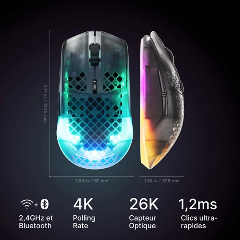 SteelSeries Aerox 3 Gen 2 26000 DPI Bluetooth Gaming Mouse - Black