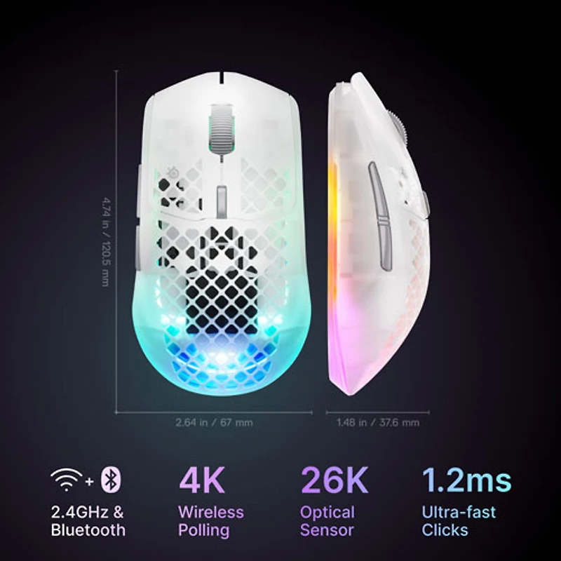 Souris de jeu Bluetooth de 26 000 ppp Aerox 3 de 2e génération de SteelSeries - Shadow