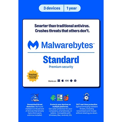 Malwarebytes Premium (PC/Mac) - 3 Devices - 1 Year - Digital Download