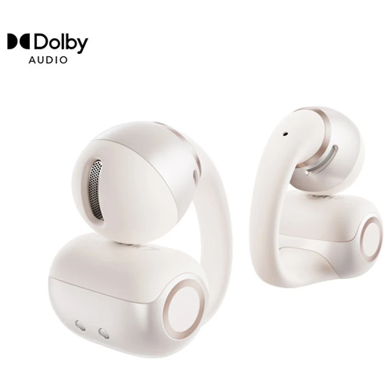 Écouteurs boutons 100 % sans fil ouverts OpenDots 2 de Shokz avec Dolby Audio - Blanc