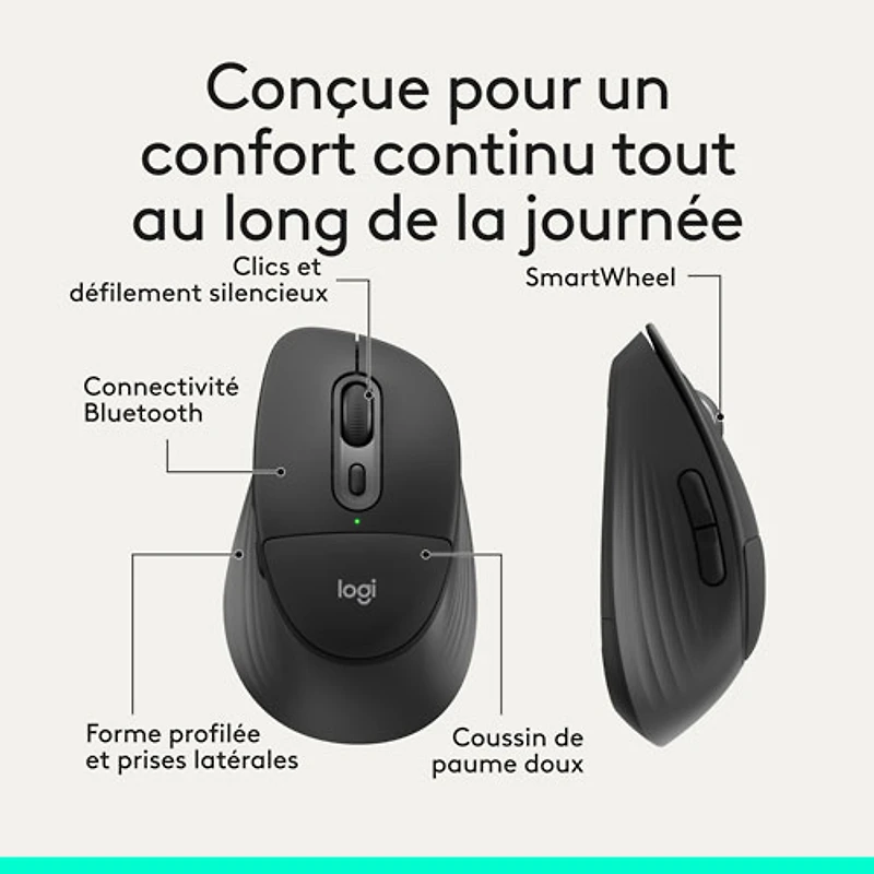 Souris optique Bluetooth Signature Comfort Plus M850 L de Logitech - Noir