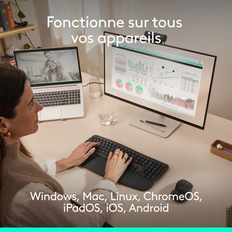 Ensemble clavier et souris optique avancés Bluetooth Comfort Plus MK880 de Logitech - Français