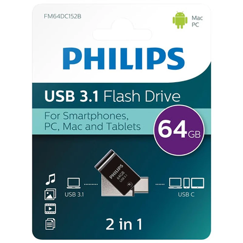 Clé USB 3.1/USB-C de 64 Go de Philips