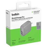 Belkin 60W 2-Port PD USB-C Wall Charger - Silver