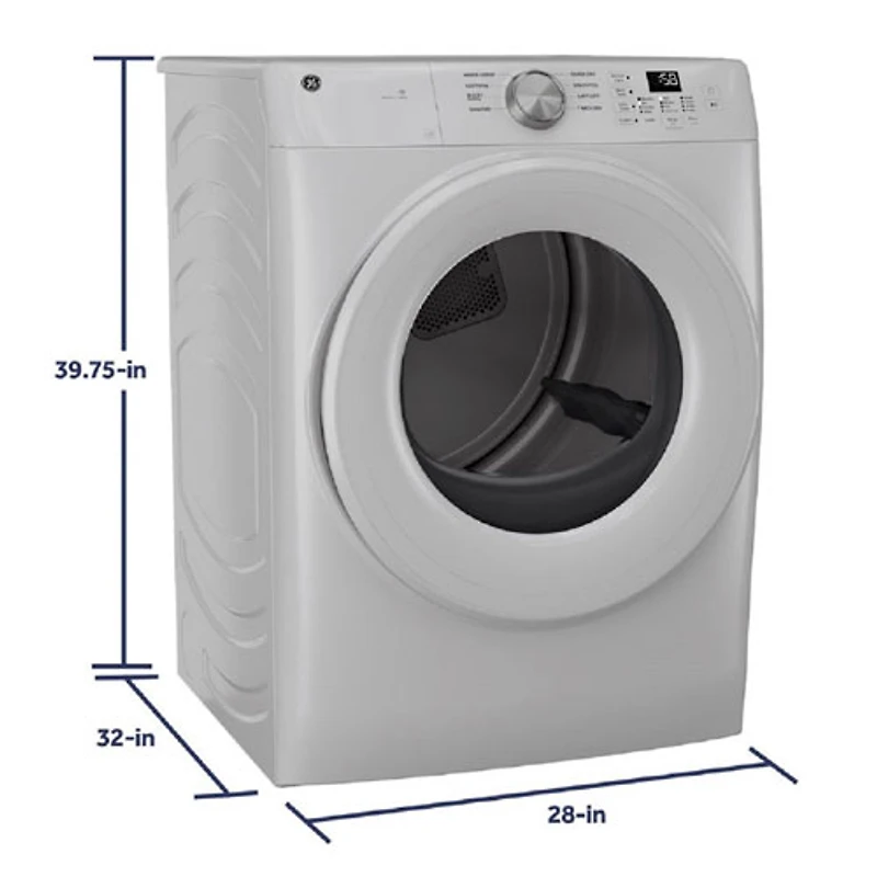 GE 7.8 Cu. Ft. Large Capacity Stackable Electric Dryer with Moisture Sensing, Wrinkle Prevent, Energy Star & Wi-Fi (GFD35ESMYWW) - White