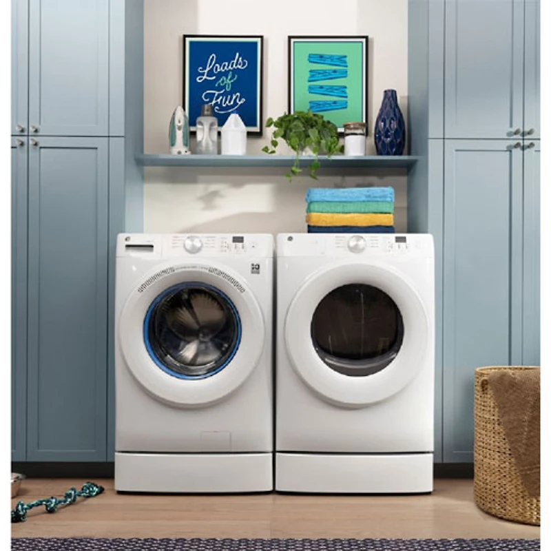 GE 5.3 Cu. Ft. High Efficiency Front Load Washer (GFW350SSYWW) - White