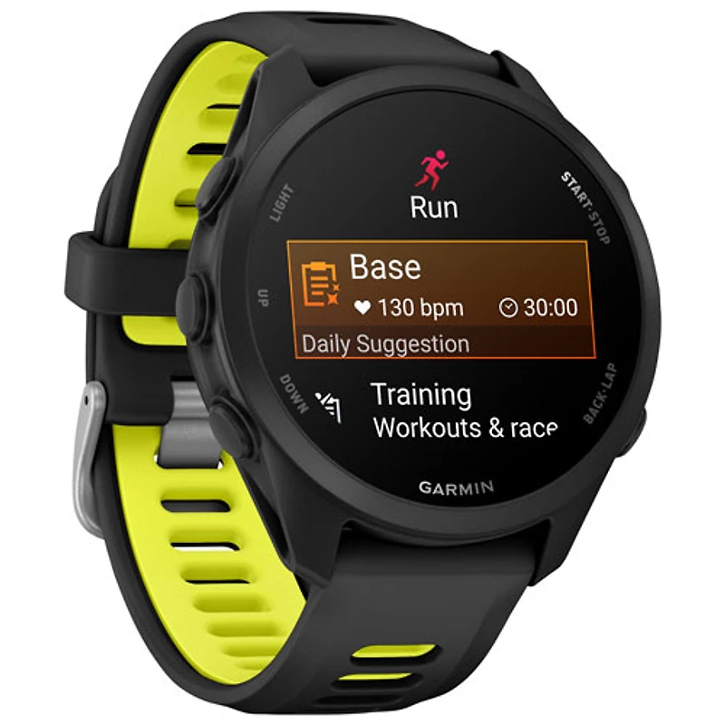 Garmin Forerunner 170 Music 43mm GPS Running Smartwatch - Black / Amp Yellow