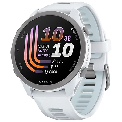 Montre intelligente de course de 43 mm Forerunner 170 de Garmin avec GPS - Blanc /Bleu ciel