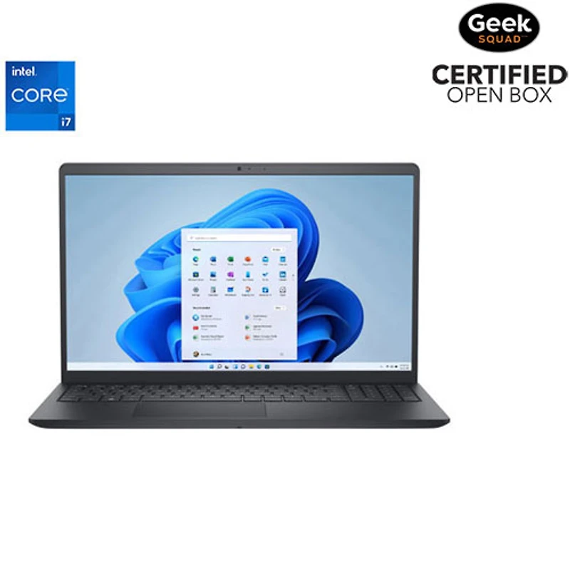 Boîte ouverte - Portable à écran tactile de 15,6 po de Dell - Noir carbone (Core i7-1355U d'Intel/RAM 16 Go/SSD 1 To/Windows 11 Famille)