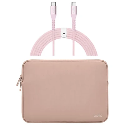 Housse Vibrance Neo de LOGiiX pour MacBook de 13 po avec câble USB-C à USB-C - Rose