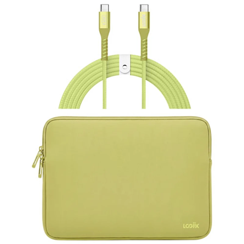 Housse Vibrance Neo de LOGiiX pour MacBook de 13 po avec câble USB-C à USB-C - Agrume
