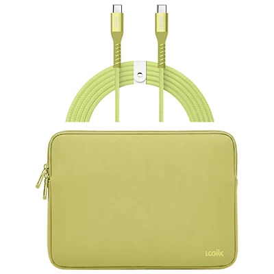 Housse Vibrance Neo de LOGiiX pour MacBook de 13 po avec câble USB-C à USB-C - Agrume