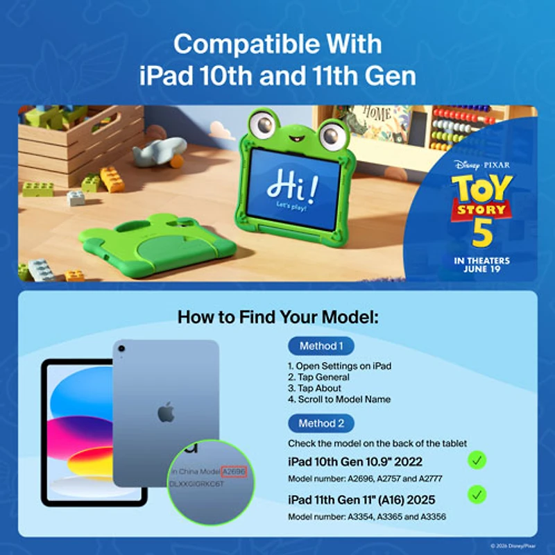 Étui Lilypad Histoire de jouets 5 de Belkin pour iPad 11 po (A16)/iPad 10,9 po (10e génération) - Vert