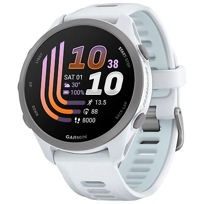 Garmin Forerunner 170 Music AMOLED Bluetooth GPS Running Smartwatch - White / Cloud Blue