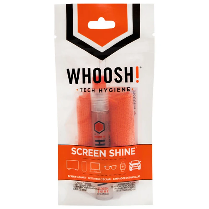 Whoosh! Screen Shine Go 0.3oz/8ml Cleaning Spray with Microfibre Cloth