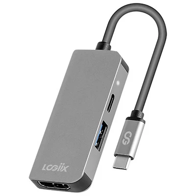 Concentrateur USB-C à ports multiples 3-en-1 avec Power Delivery de LOGiiX (LGX-13887) - Gris graphite