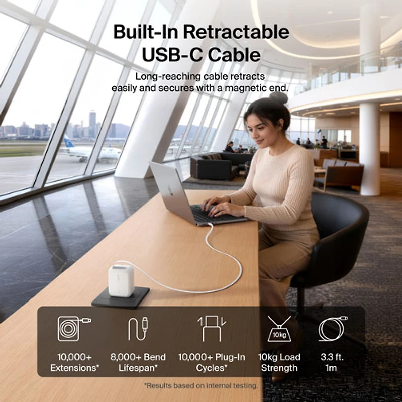 Belkin 67W USB-C GaN Wall Charger with 1m Retractable USB-C Cable