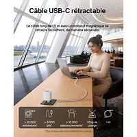 Belkin 67W USB-C GaN Wall Charger with 1m Retractable USB-C Cable