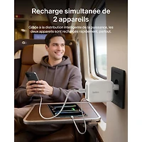 Belkin 67W USB-C GaN Wall Charger with 1m Retractable USB-C Cable