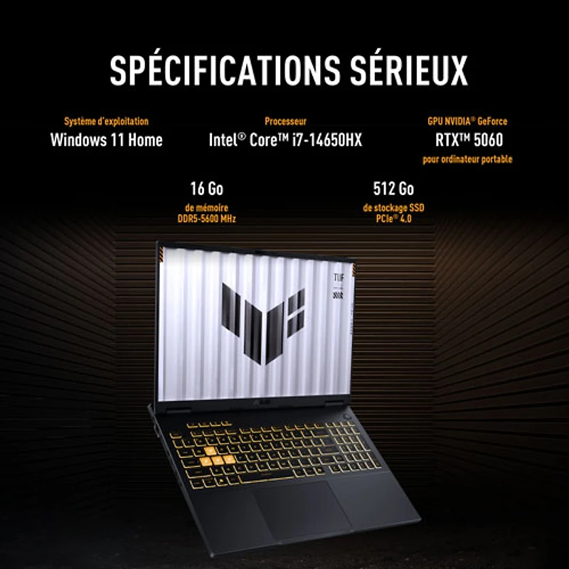 ASUS TUF Gaming F16 16" Gaming Laptop - Jaeger Grey (Intel Core i7 14650HX/16GB RAM/512GB SSD/GeForce RTX 5060/Win11)