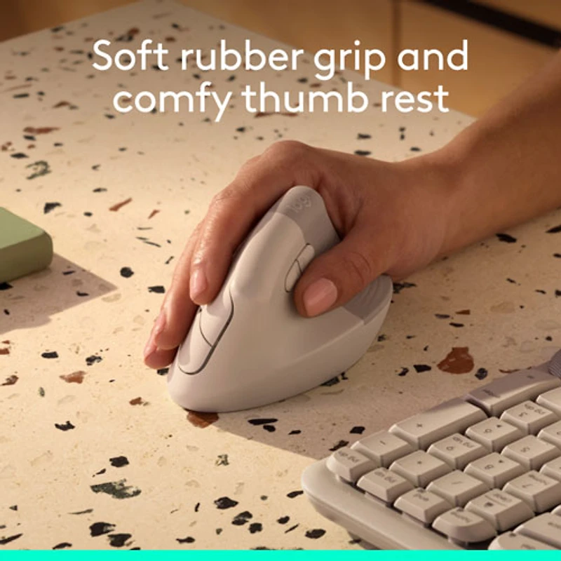 Logitech Lift Vertical Ergonomic Wireless Mouse - Sand