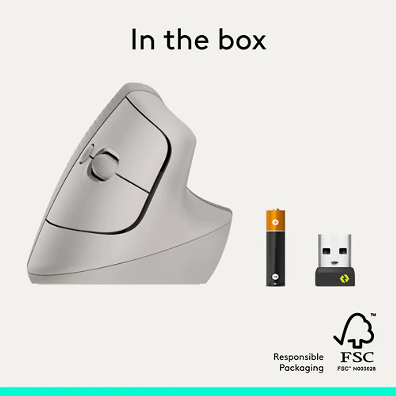 Logitech Lift Vertical Ergonomic Wireless Mouse - Sand