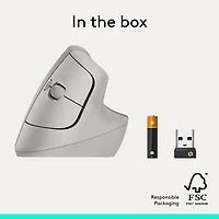 Logitech Lift Vertical Ergonomic Wireless Mouse - Sand