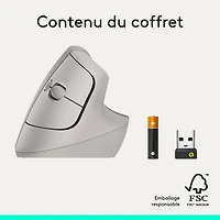 Logitech Lift Vertical Ergonomic Wireless Mouse - Sand