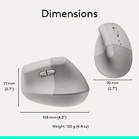 Logitech Lift Vertical Ergonomic Wireless Mouse - Sand