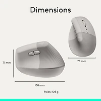 Logitech Lift Vertical Ergonomic Wireless Mouse - Sand