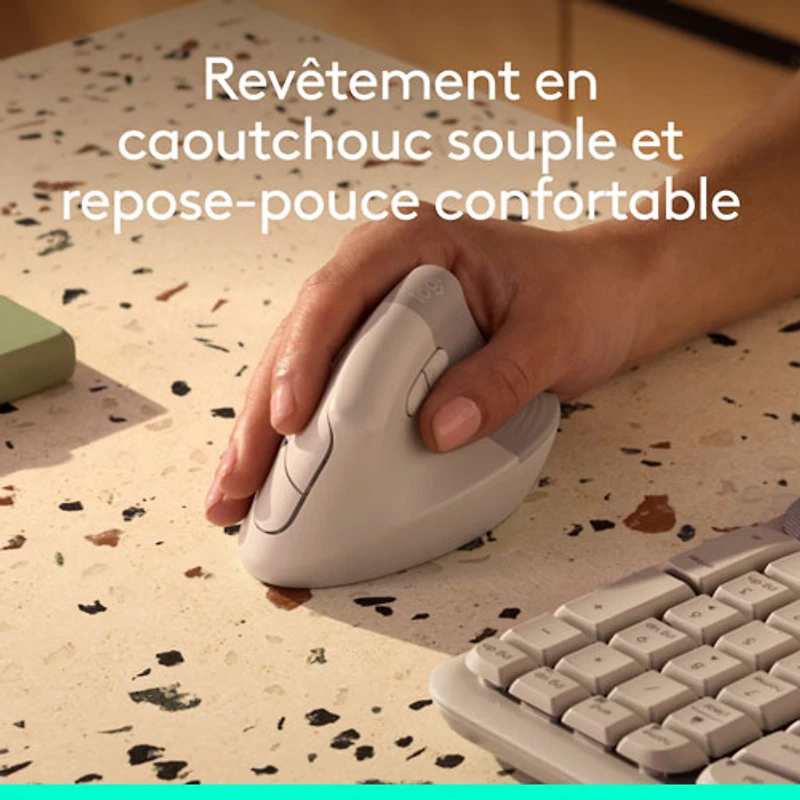 Logitech Lift Vertical Ergonomic Wireless Mouse - Sand
