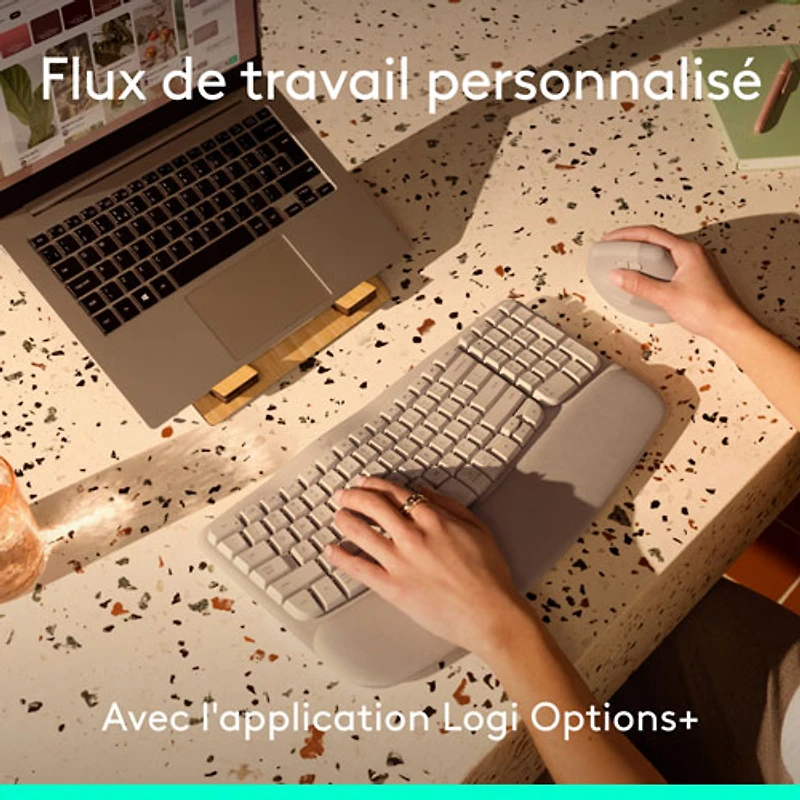 Clavier ergonomique sans fil Wave Keys de Logitech - Sable