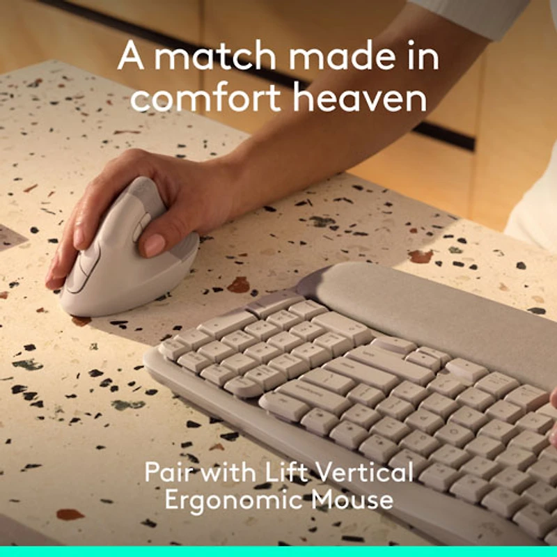 Logitech Wave Keys Wireless Ergonomic Keyboard - Sand