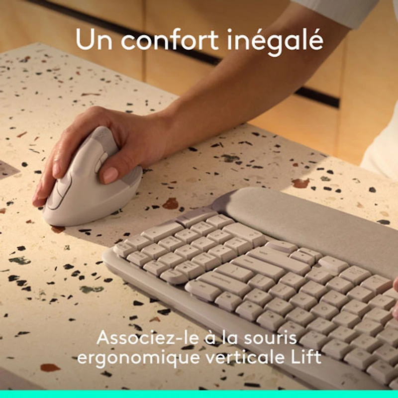Logitech Wave Keys Wireless Ergonomic Keyboard - Sand