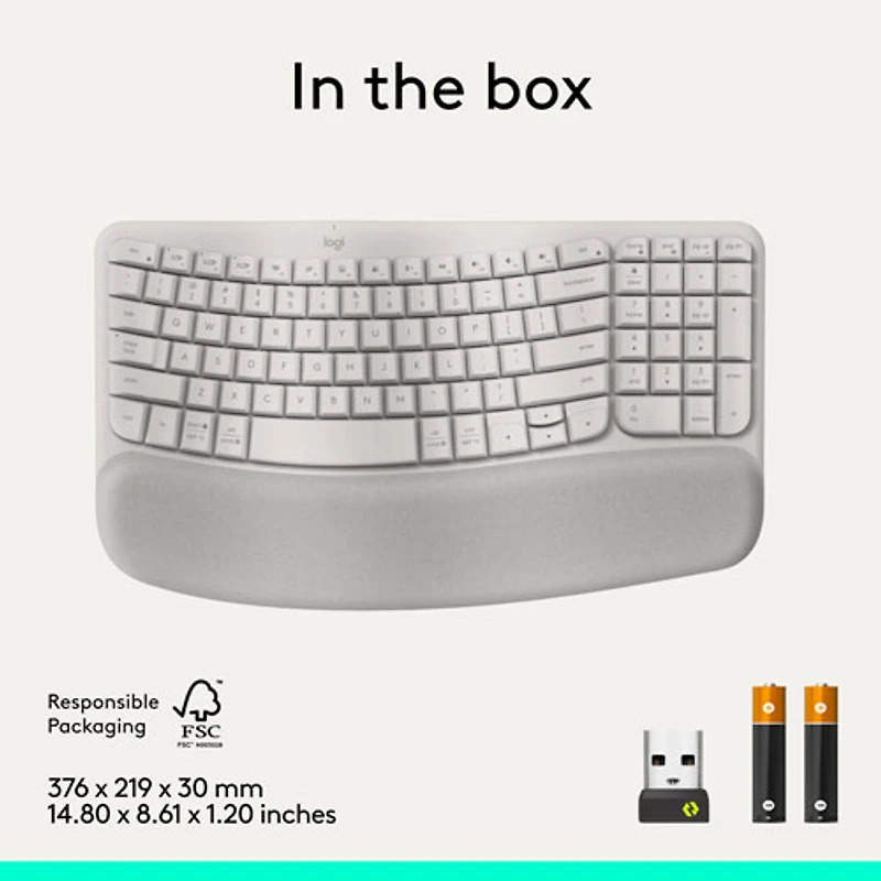 Logitech Wave Keys Wireless Ergonomic Keyboard - Sand